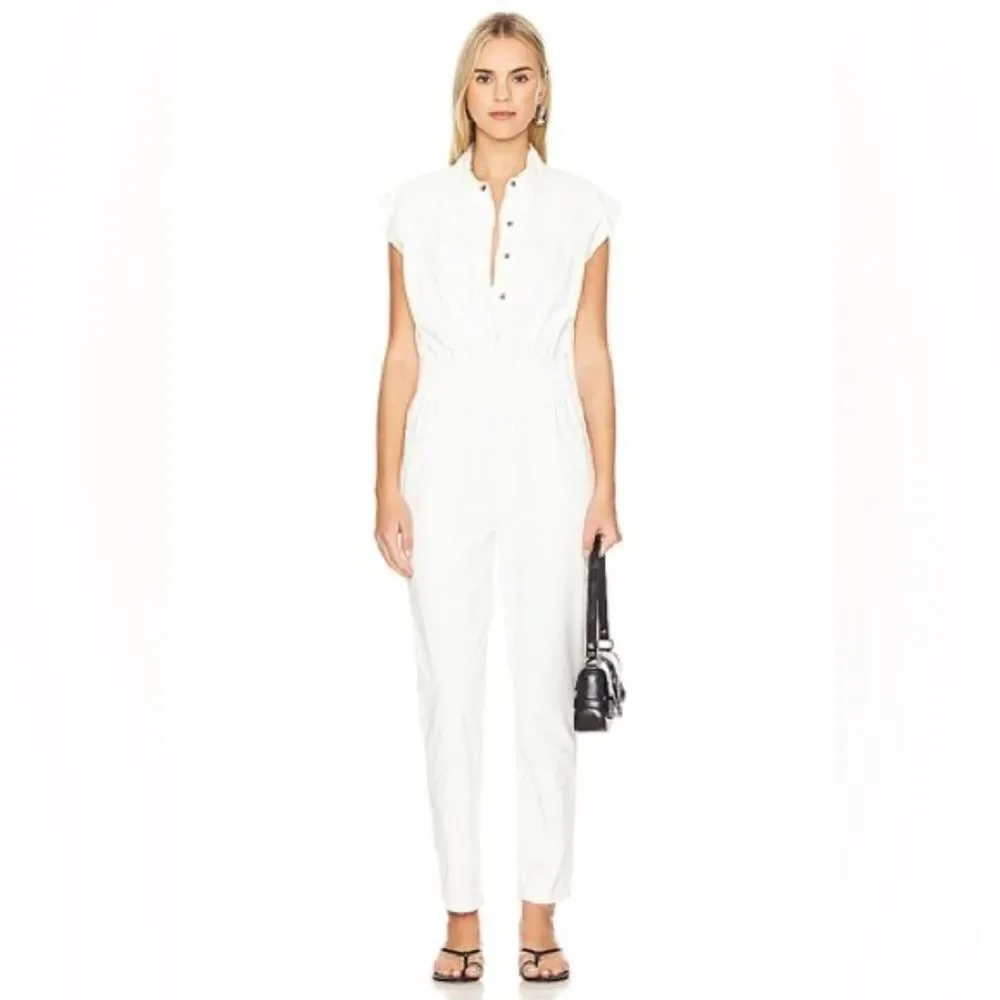 PISTOLA x Revolve Women's Rosie Cotton Jumpsuit in Porcelain White Size Medium - Picture 4 of 12